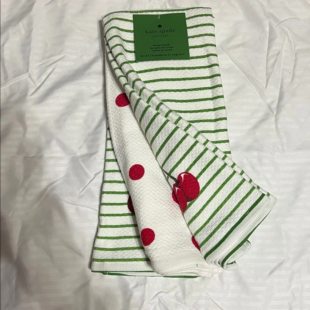 Kate Spade Cherry Kitchen Towels 3pk, NWT